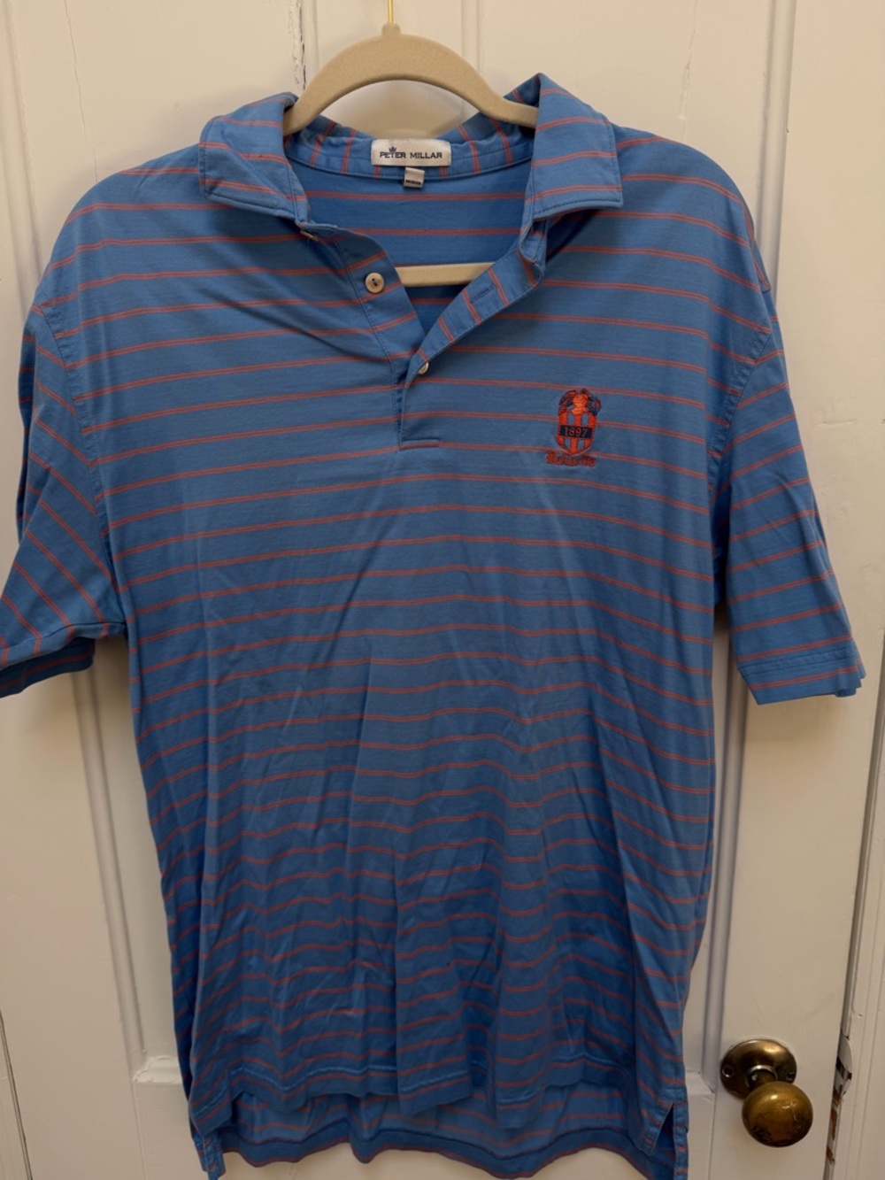 Peter Millar Light Blue with Pink Stripe Polo